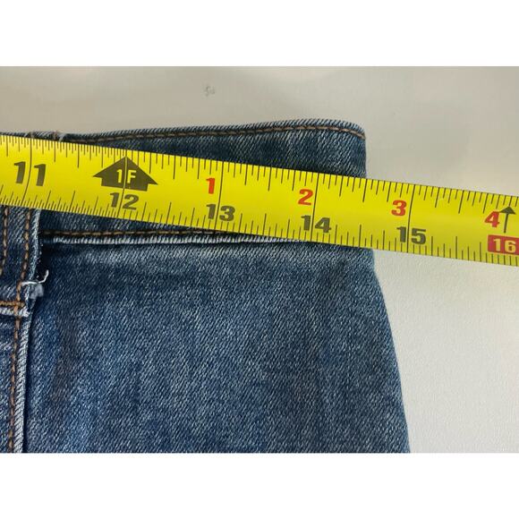 Refuge Womans Blue Denim Faded 6-Front Button Pocket Mini Skirt Size 8 - Picture 6 of 8